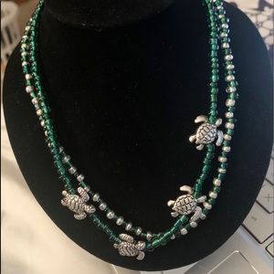 Handmade save the turtles necklace